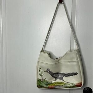 Chic Cream Bird Print Shoulder Bag #138